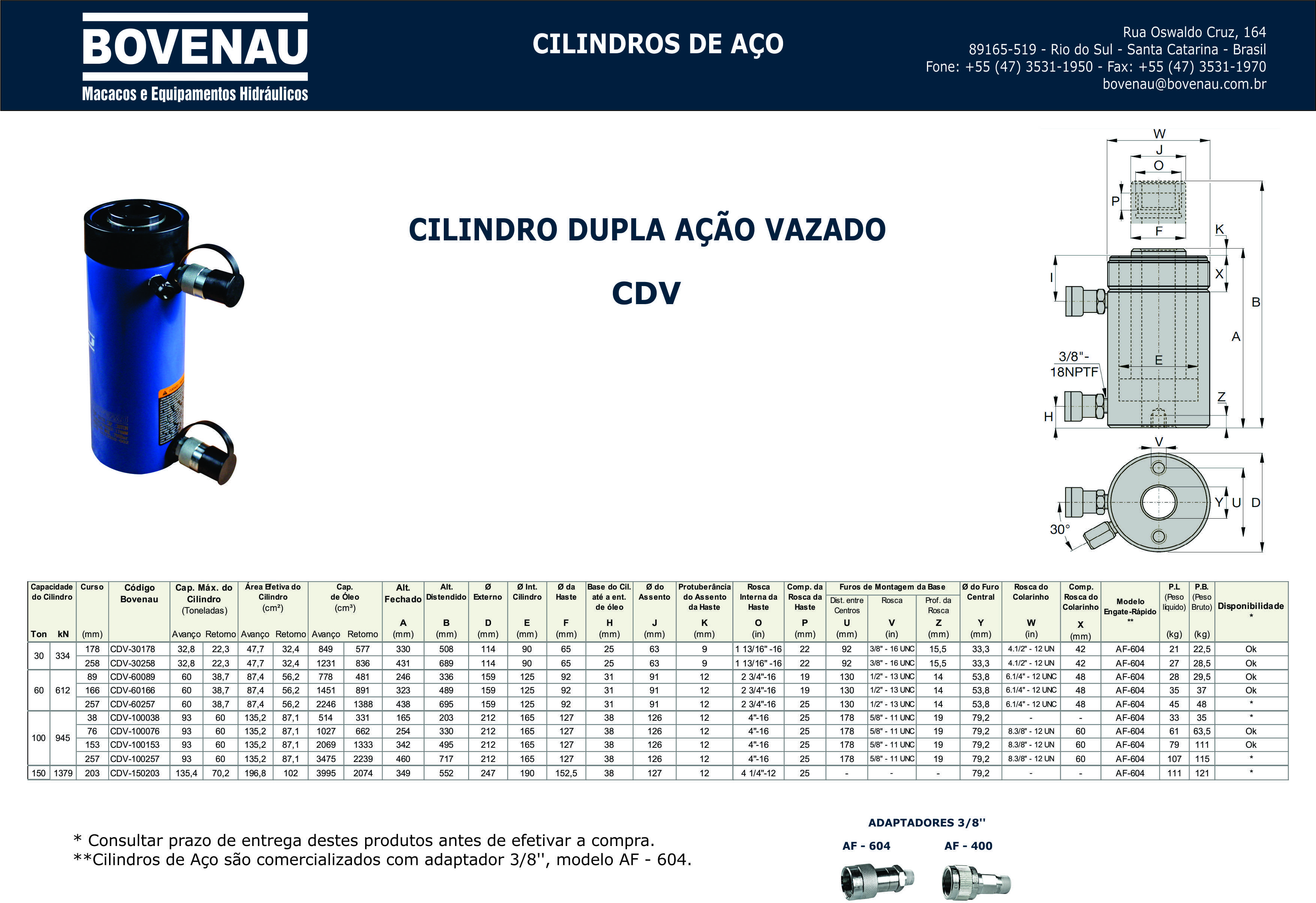 Cilindro Hidráulico Haste Vazada 700bar 60 Toneladas 